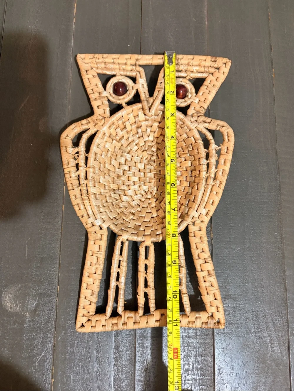 Handwoven Natural Wicker Owl Wall Accent